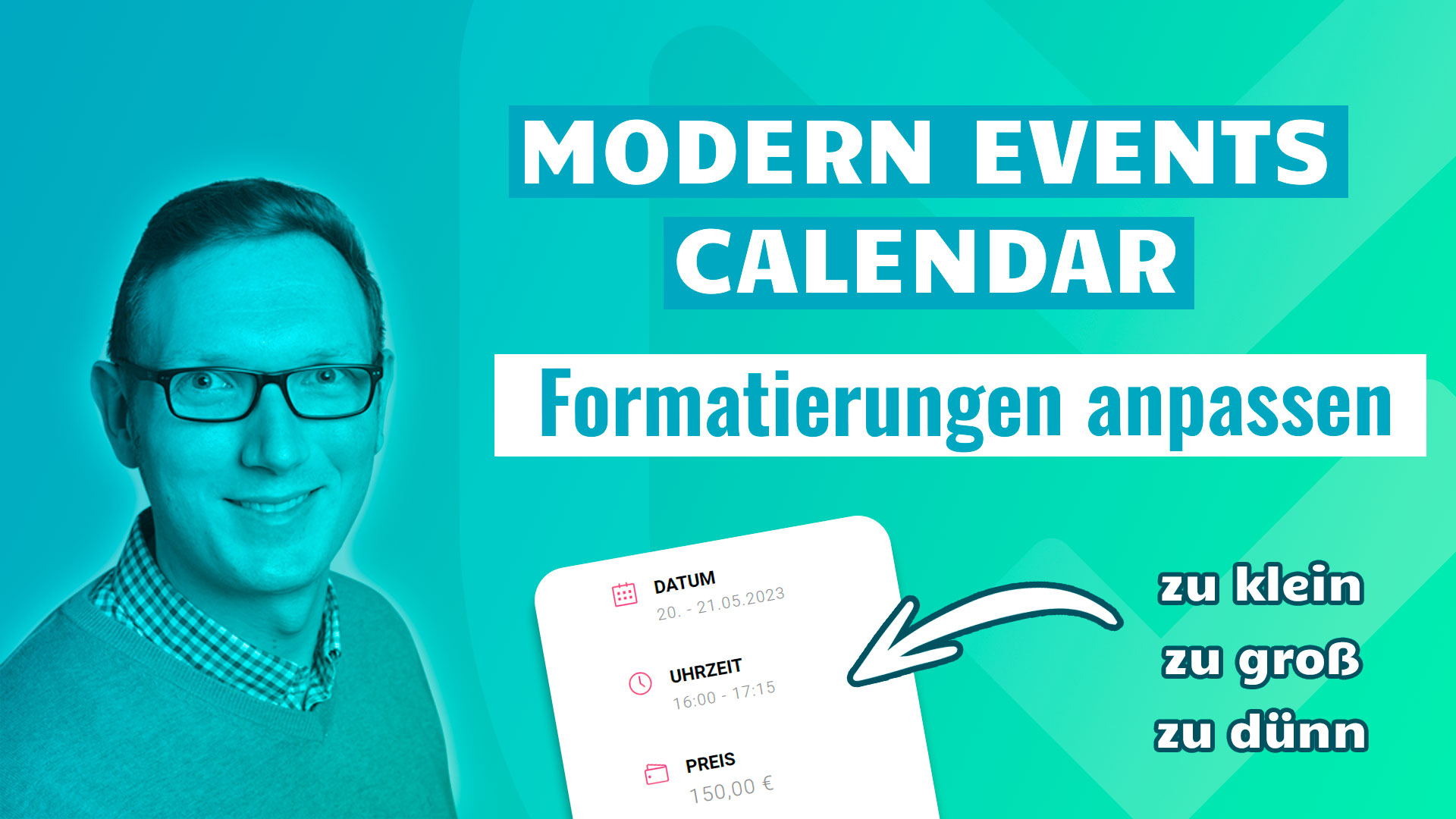 Formatierungen schrift anpassen modern events calendar